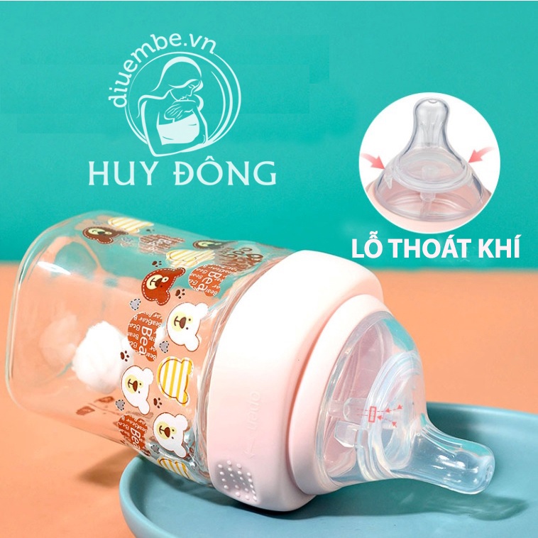 BÌNH SỮA THUỶ TINH NÚM VÚ LỆCH ADA 240ml, 150ml
