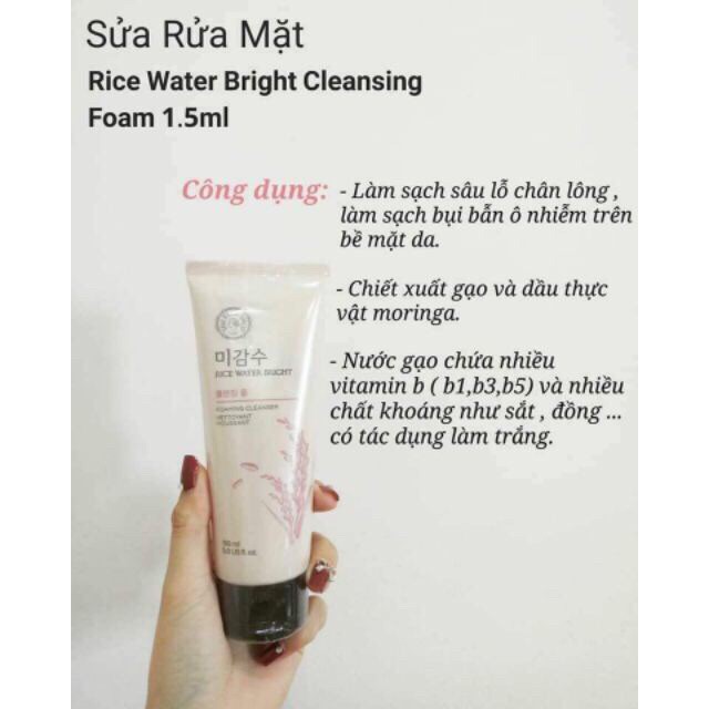Sữa rửa mặt gạo hồng The Face Shop Hàn Quốc Rice water bright rice bran cleansing foam