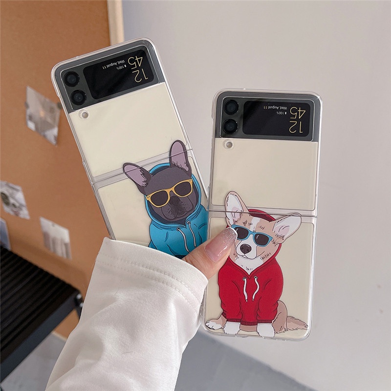 Ốp Điện Thoại Nắp Gập In Hình Chú Chó Đeo Kính Râm Dễ Thương Cho Samsung Galaxy Z Flip 4 Z Flip 4 5G Z Flip 4 Zflip4 Z Flip 4