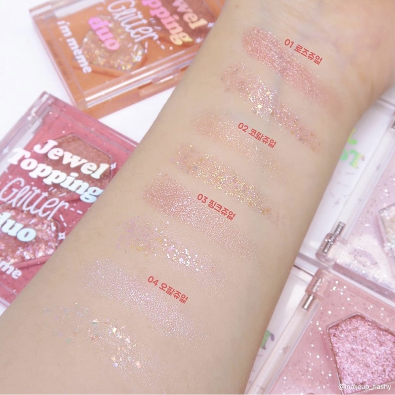 ( TẶNG CỌ ) PHẤN MẮT 2 MÀU I’M MEME JEWEL TOPPING GLITTER DUO + BRUSH