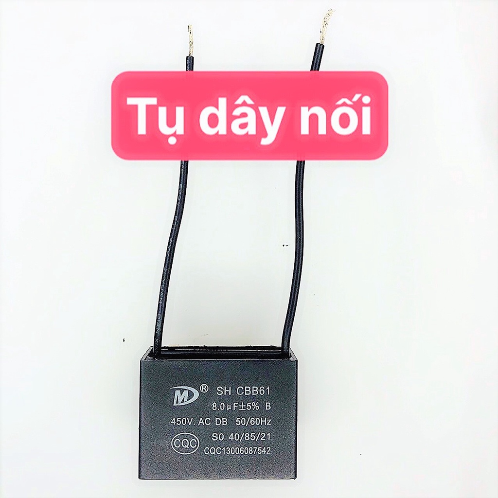 Tụ Quạt Dàn Nóng Điều Hòa (máy lạnh) từ 1.0µF - 8µF (loại dây nối, zắc cắm)