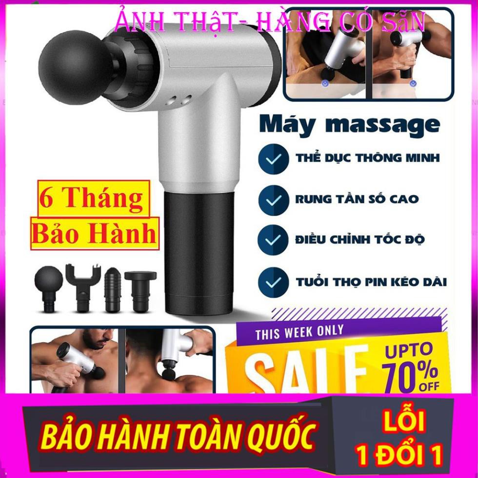 Máy mát xa massage mini đa năng cầm tay Fascial Gun Phoenix thế hệ mới - 6 Cấp Độ - Tặng kèm 04 đầu mát xa