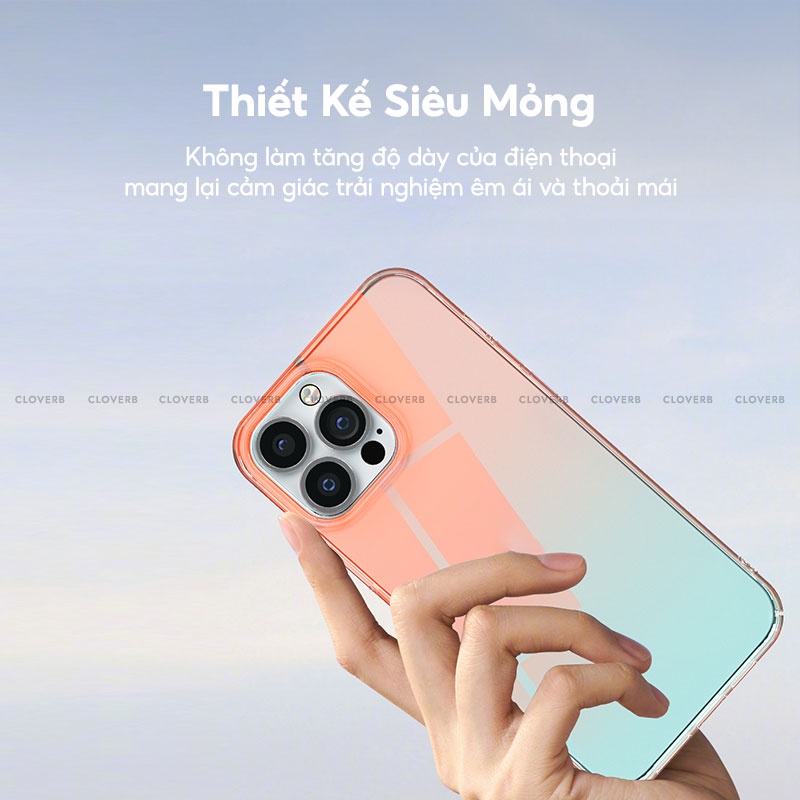 Ốp Lưng Siêu Mỏng MEMUMI Rainbow Mặt Lưng Phản Quang Viền Bảo Vệ Camera Chống Trầy Xước Cho iPhone 13 Pro Max  Cloverb