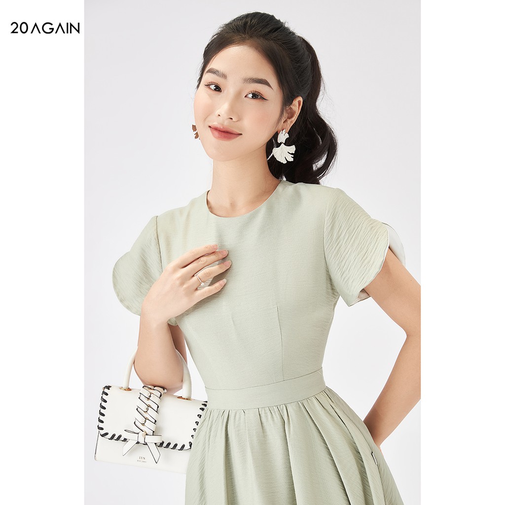 Váy xòe tay nụ hồng 20AGAIN, đầm nhún bèo dịu dàng thanh lịch DEA1851 | BigBuy360 - bigbuy360.vn