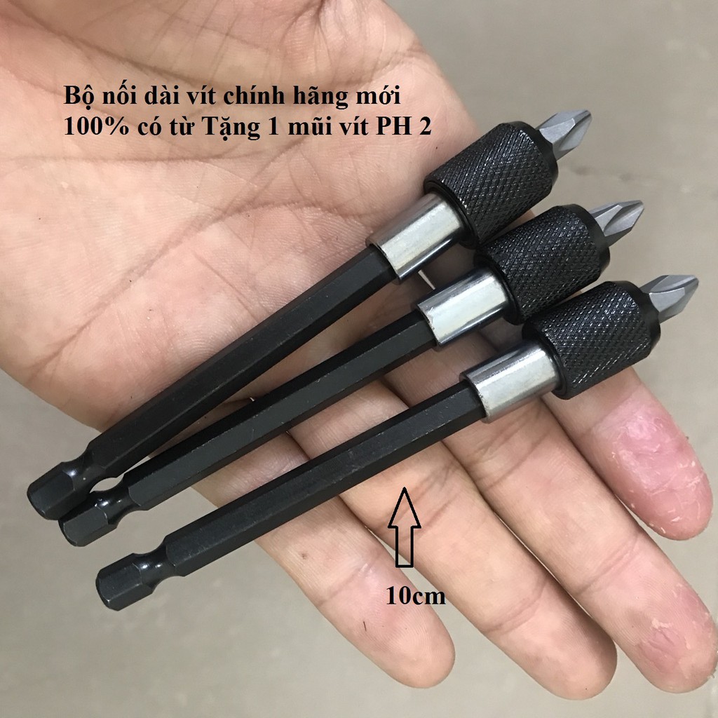 Đầu nối dài mũi vít có khóa cho máy khoan chuôi lục giác dài 10mm Tặng 1 mũi vít