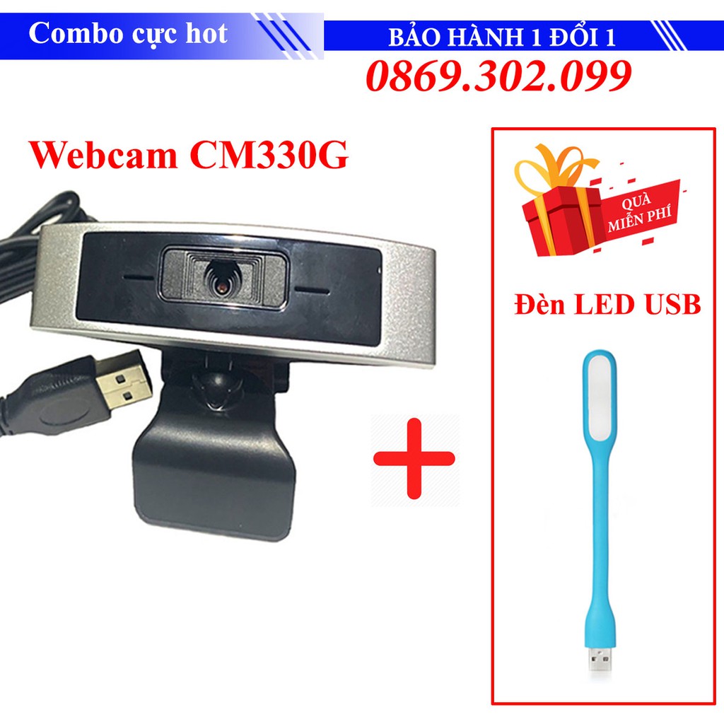 Combo:Webcam CM330G + kèm theo đèn LED USB trợ sáng cực hot