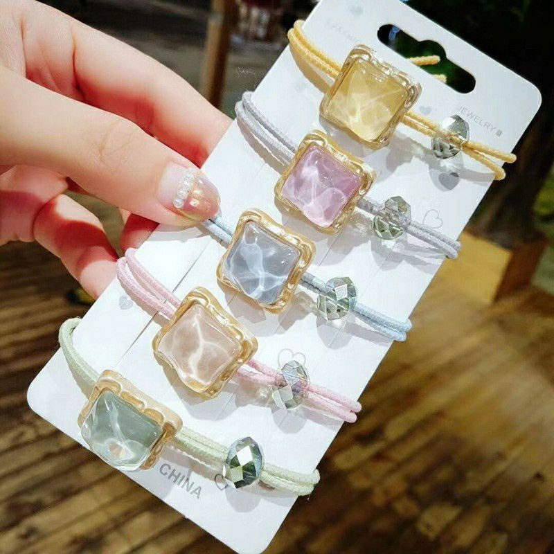 Dây cột buộc tóc đá pha lê đính hạt nhân tạo