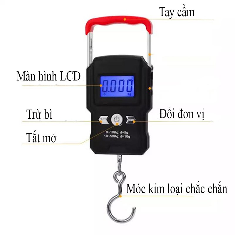 Cân điện tử cầm tay 50kg WH A23 độ chính xác cao &amp; bền bỉ ( Bảo Hành 1 Năm ) TBE Shop