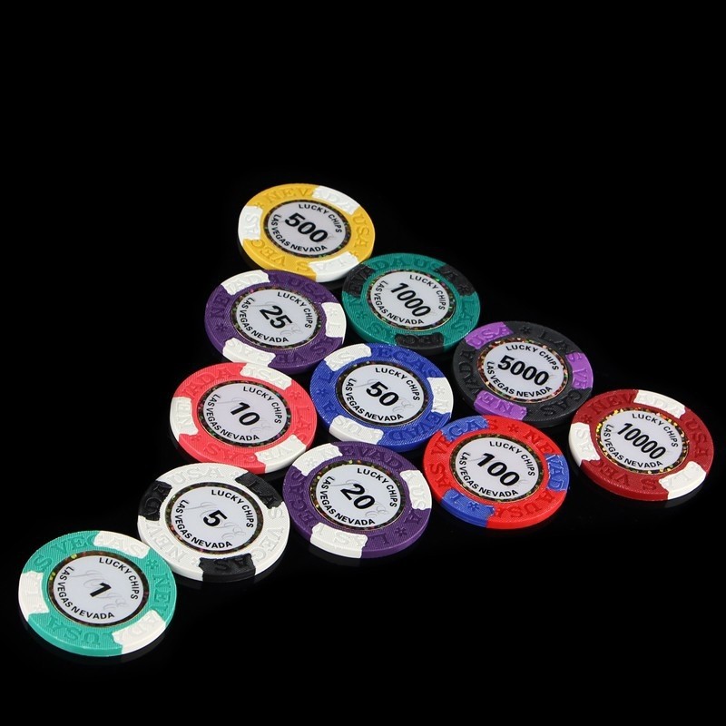 Chip poker có số ( phỉnh poker ) dòng viền ánh vàng chất nhựa cao cấp PK 5