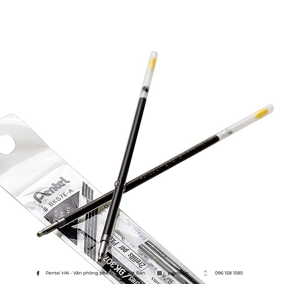 Ruột Bút Bi Nhật Bản Pentel BK250 - BKS7E |Ngòi 0.7mm (Mưc Xanh và Đen)