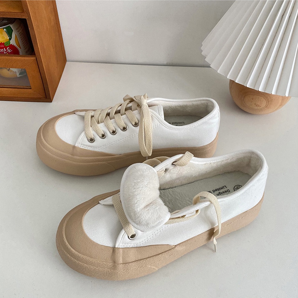 Giày Thể Thao Nữ BUXINO20 Giày BaTa Nữ Ulzzang Retro Lót Lông Thu Đông Bánh Mì Đế Bằng Mũi Tròn Size 36 - 39