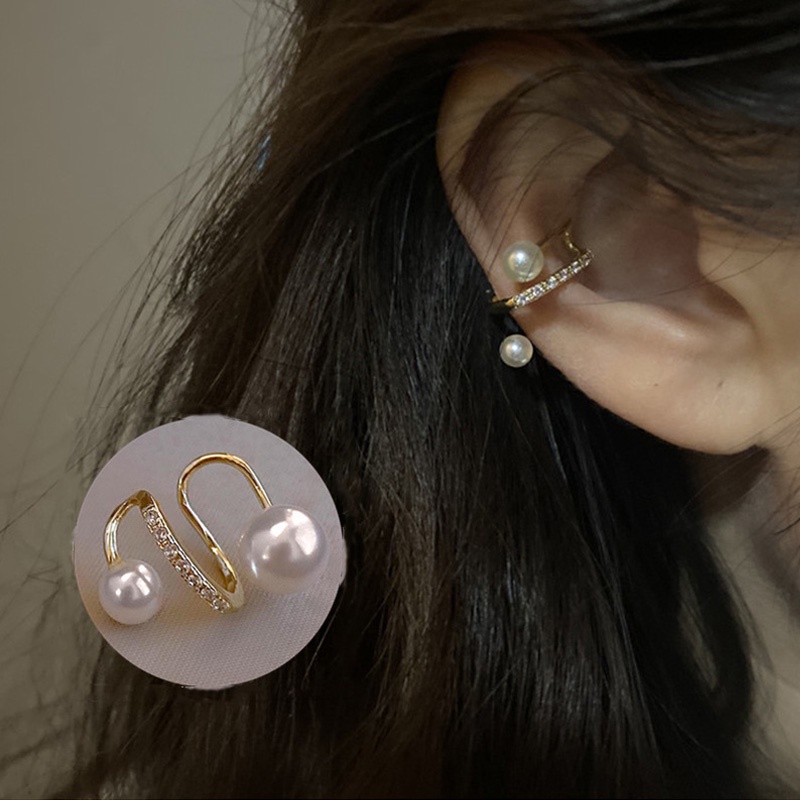 Khuyên Kẹp Vành Tai Đính Ngọc Trai Phong Cách Pháp Cổ Điển Thời Trang Mới Quyến Rũ Cho Nữ
