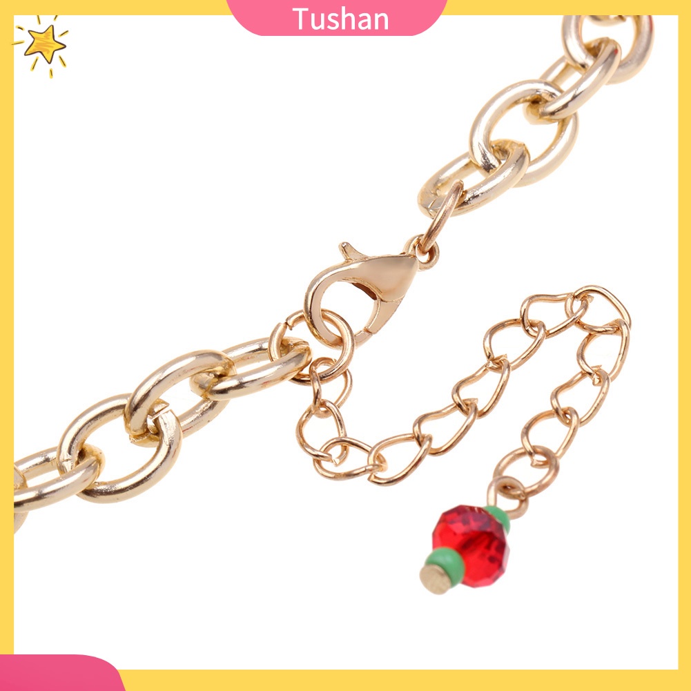 TUSH_Christmas Unisex Santa Tree Elk Pendant Charm Chain Bracelet Hand Wrist Jewelry