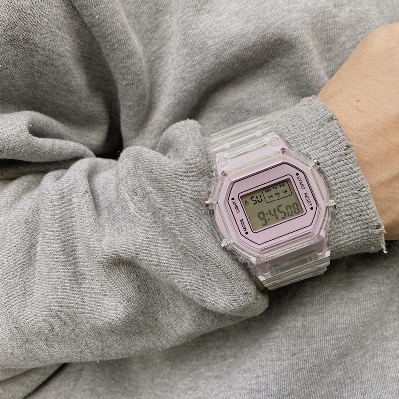 Đồng hồ thể thao nam nữ COLLIN mặt tím pastel đồng hồ điện tử unisex Watchesbytif size 35mm kèm báo thức bấm giờ