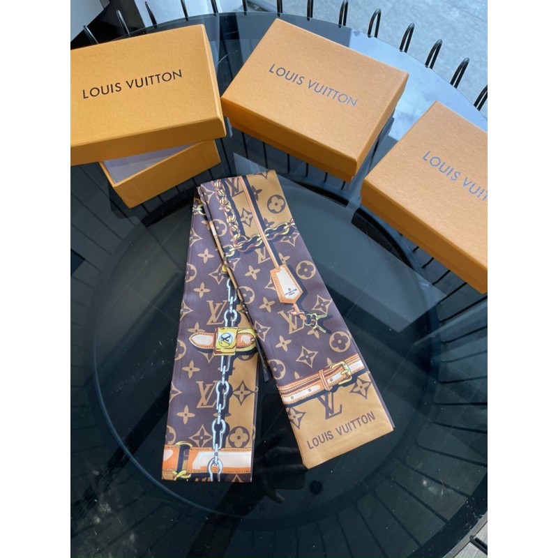 khăn lụa lv quấn cổ quấn quai túi xách buộc nơ