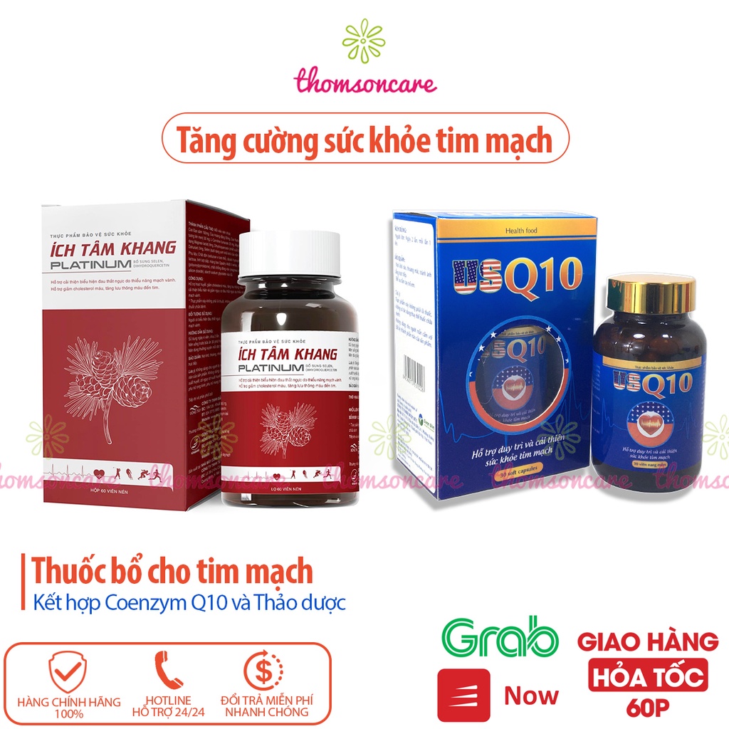Bổ tim mạch từ US Q10 và Ích tâm khang Platinum hàm lượng cao, tốt cho tim từ Coenzym Q10 và thảo dược