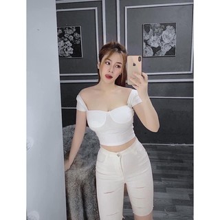 Áo thun croptop tay cánh tiên siêu xinh
