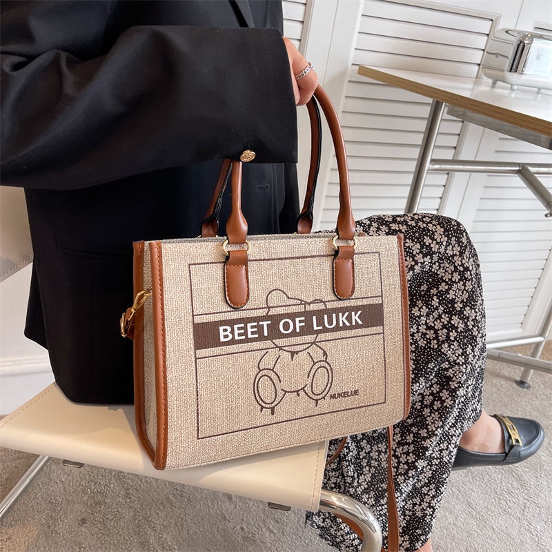 Túi vải tote dễ thương túi hộp vuông chịu vintage túi đeo chéo vải canvas đi học đi làm a4
