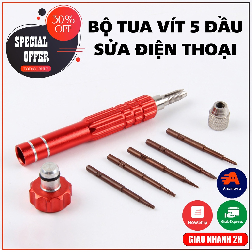 Bộ tua vít 5 đầu đa năng cao cấp, sửa chữa điện thoại Iphone, Ipad, Samsung...