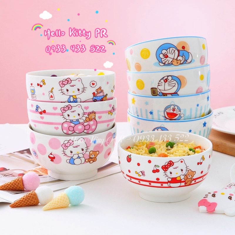 Chén bát, muỗng sứ Hello Kitty - Doremon Doraemon