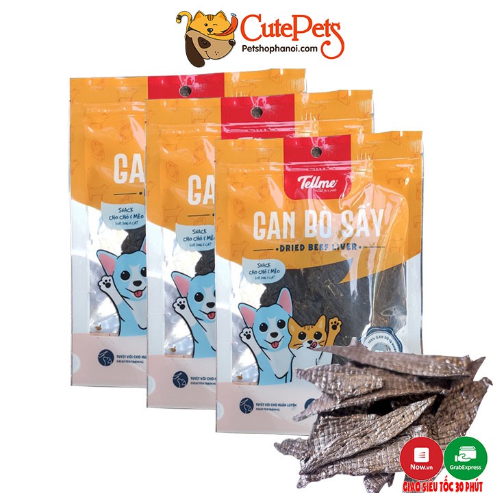 Đồ ăn ăn vặt cho chó mèo Gan bò sấy Tellme 75g cho chó mèo - Cutepets