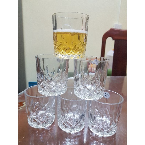 Cốc Thủy Tinh Uống Rượu Đáy Kim Cương 220ml 6 cái