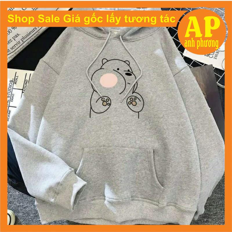 Áo hoodie basic gấu má phính Ht nỉ hodie nam nữ unisex forn thụng