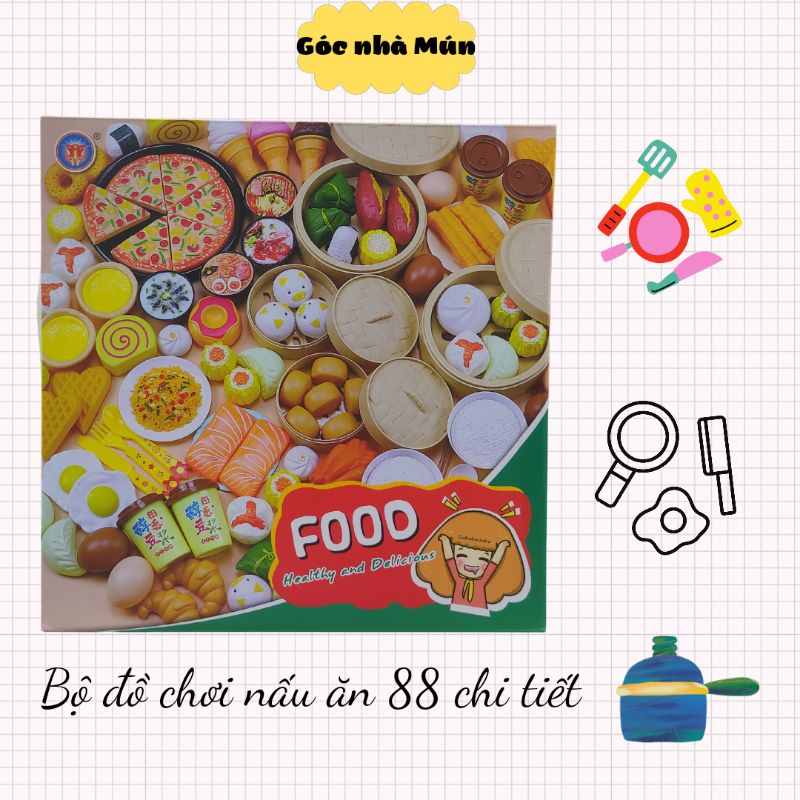 Bộ đồ chơi nấu ăn 88 chi tiết, bánh bao dumsum,đồ chơi nấu ăn, bé làm đầu bếp