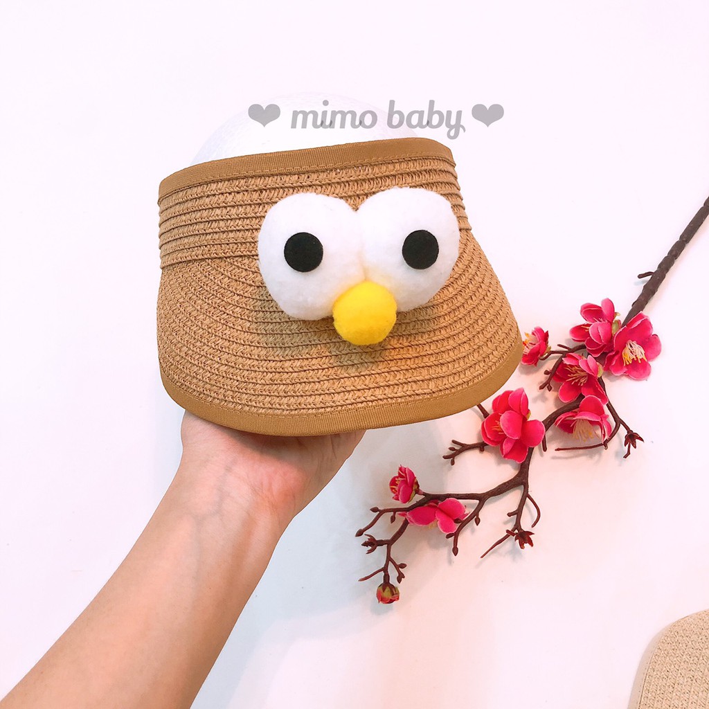 Mũ cói nửa đầu hình mắt chim cho bé (1-3y) Mimo MH07