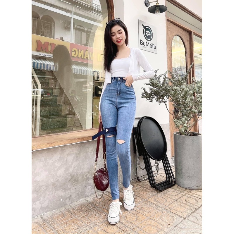 [Mã WASTMAY giảm 15% tối đa 30K đơn 150K] quần jeans ôm đen trơn, xanh siêu cao co giãn tốt, hình thật 100% | BigBuy360 - bigbuy360.vn