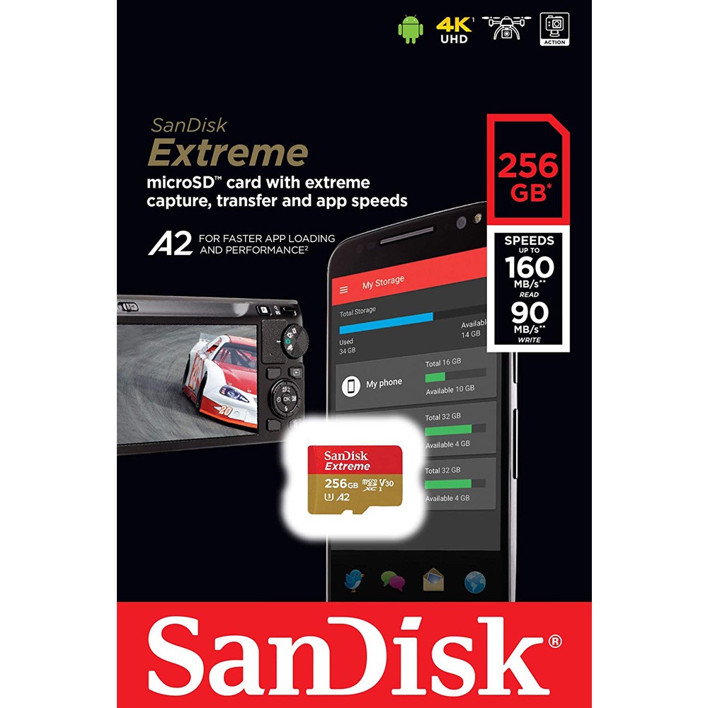 Thẻ Nhớ MicroSDXC SanDisk Extreme V30 A2 256GB 160MB/s SDSQXA1-256G-GN6MN | BigBuy360 - bigbuy360.vn