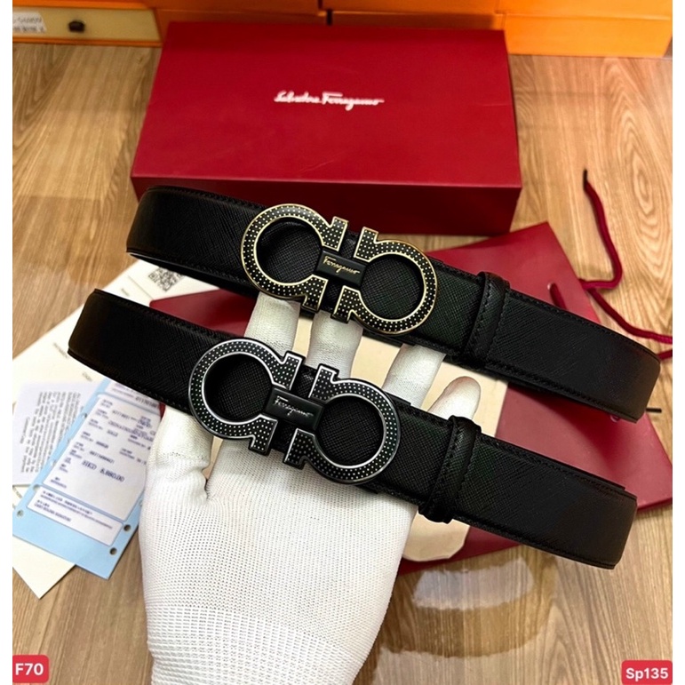 Salvatore Ferragamo Thắt Lưng Da Khóa Số 8 Kiểu Cổ Điển Phong Cách Hàn Quốc Thời Trang Cho Nam