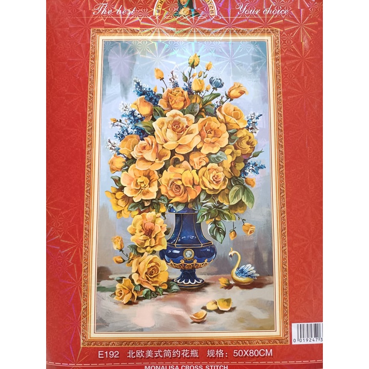 Tranh thêu chữ thập Hoa hồng vàng E192-50x80cm