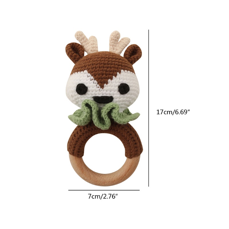 Đồ Chơi Lục Lạc Đan Móc Hình Động Vật Dễ Thương Cho Bé Gặm Răng