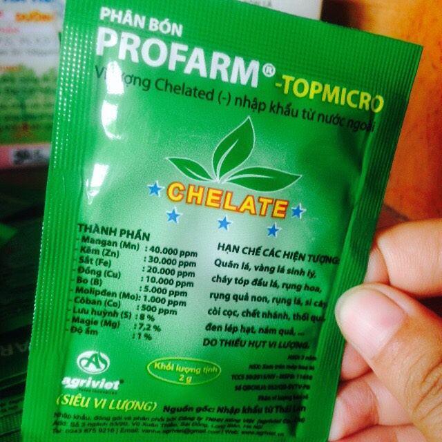 Phân bón lá Siêu Vi Lượng Chelate Profarm TopMicro gói 2 gram Thái Lan