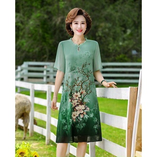 Đầm suông trung niên in hoa, kiểu váy suông, đầm dự tiệc trung niên cao cấp cho mẹ, có size lớn