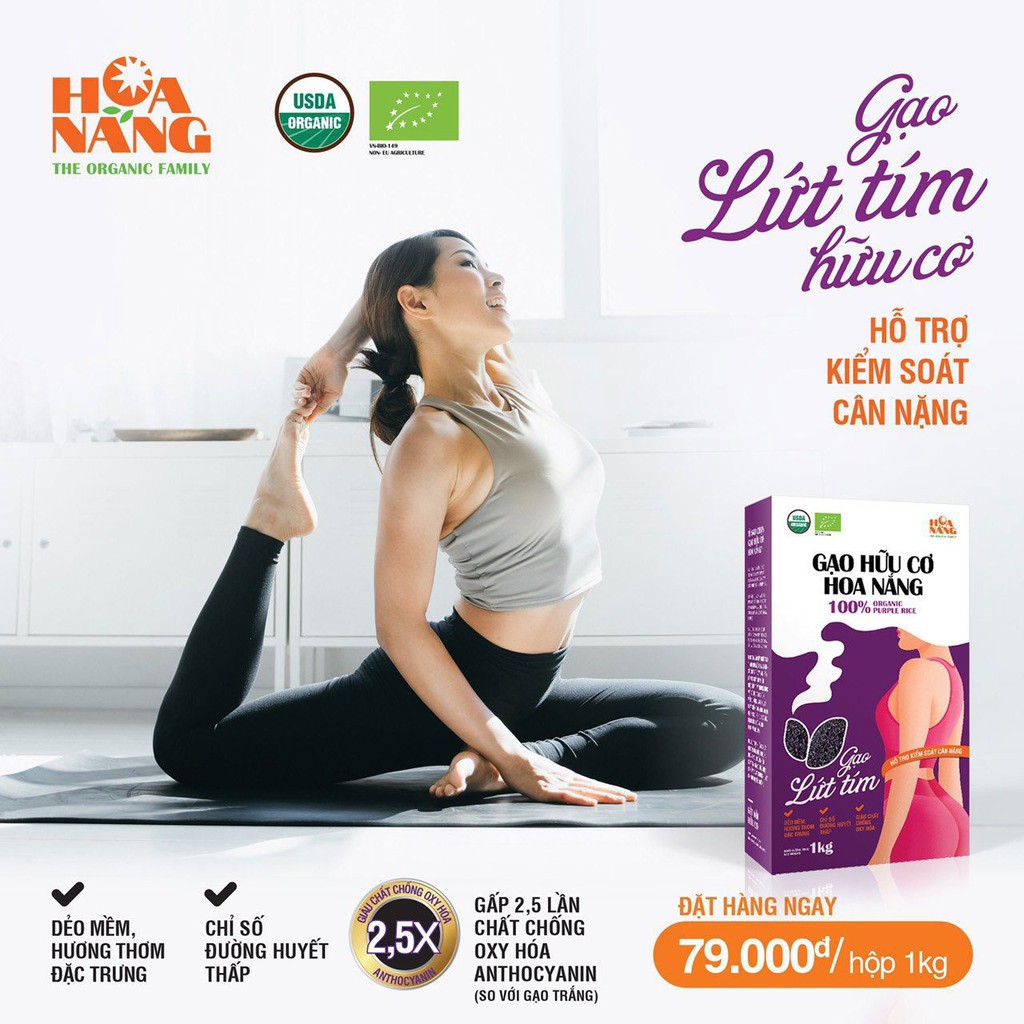 Gạo lứt tím hữu cơ Hoa Nắng 1kg