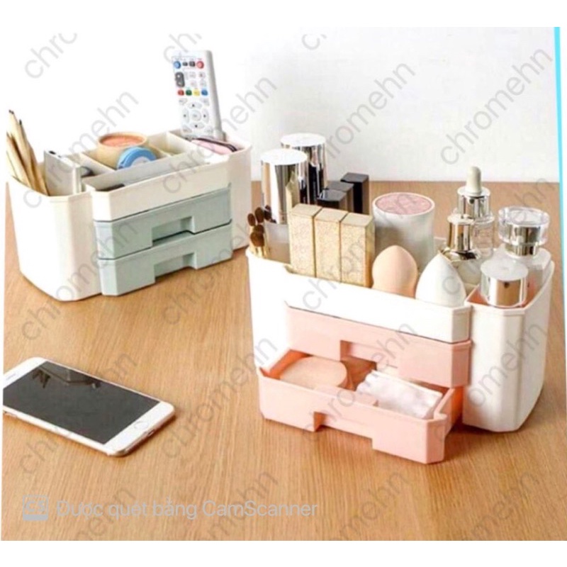 Kệ Đựng Mỹ Phẩm Mini, Hộp Mỹ Phẩm Nhựa Mini Có Ngăn Kéo 2 Tầng