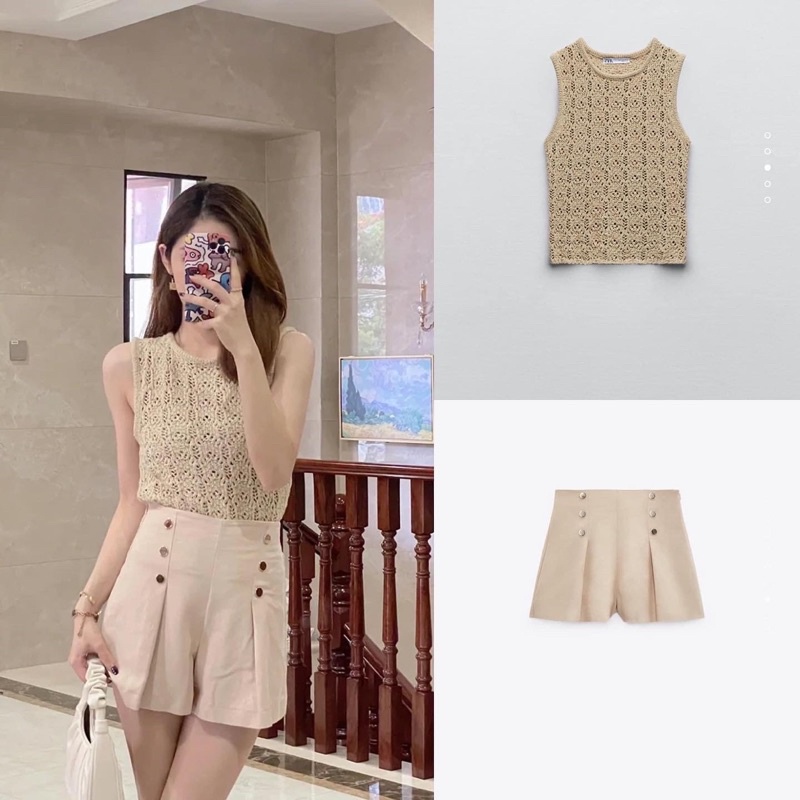 CÓ SẴN-QUẦN SHORT ZARA AUTH MÀU BE SIÊU TÔN DA