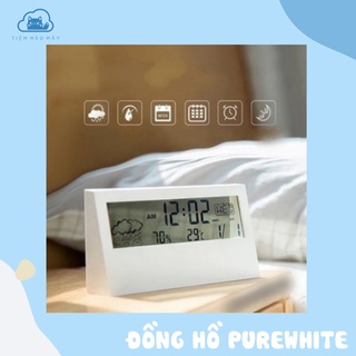 Đồng hồ mặt kính Pure White quản lý thời gian, hẹn giờ, nhiệt độ [[TIỆM MÈO MÂY]