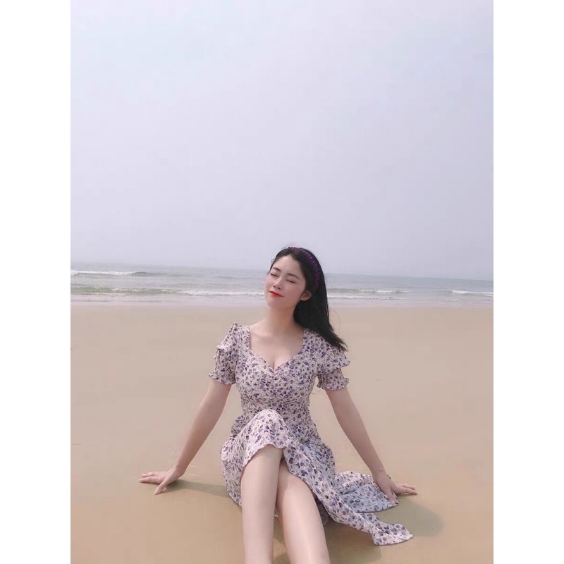 [CÓ SẴN] VÁY TÍM HOA NHÍ XẺ TÀ | BigBuy360 - bigbuy360.vn