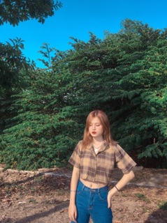 Áo croptop sơmi caro