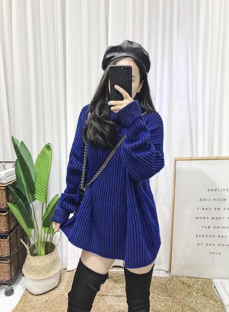 Áo len cổ lọ dáng thụng 2 màu