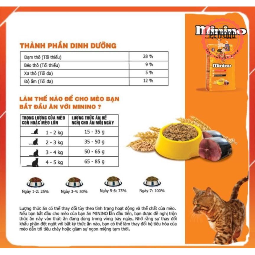 Thức ăn cho mèo con &amp; mèo trưởng thành vị cá ngừ Minino Tuna Flavored 1,3kg