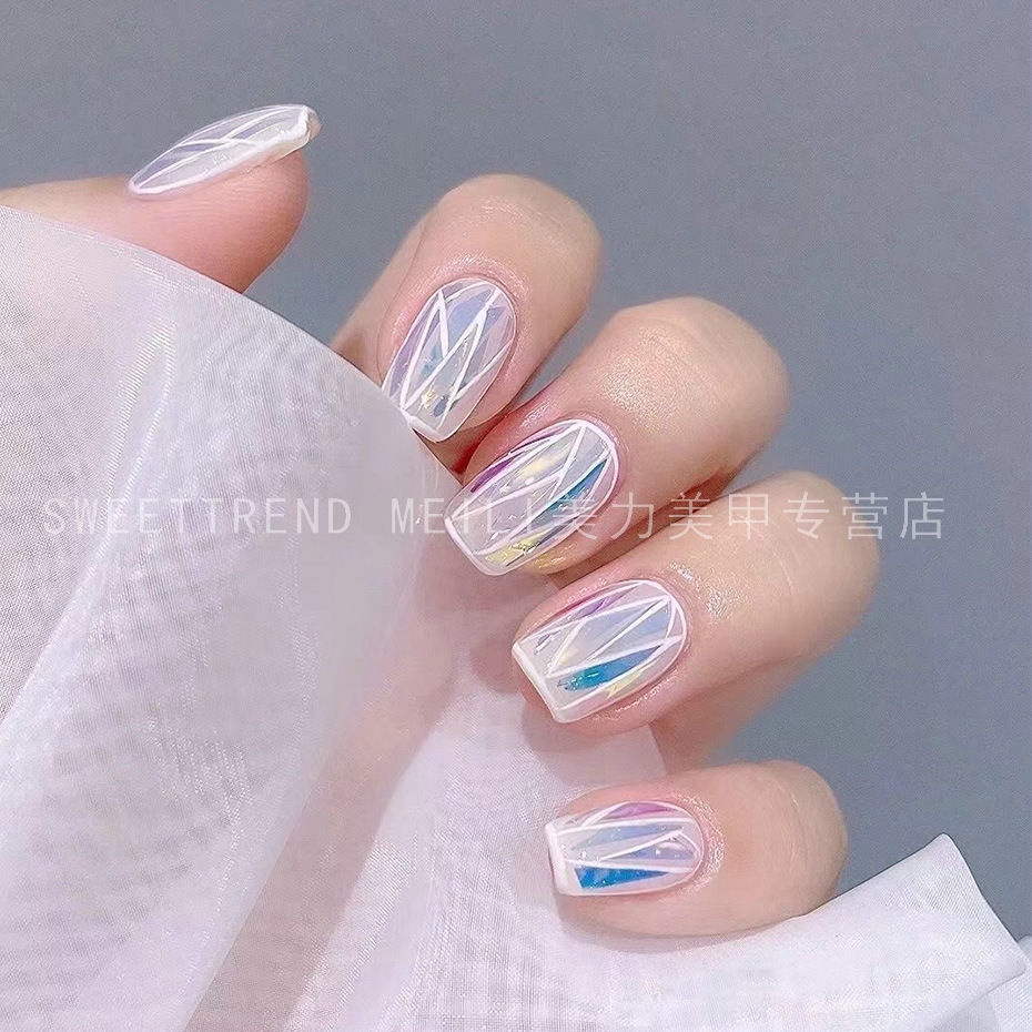 Miếng dán trang trí móng tay nghệ thuật STZPRONAIL kiểu dáng khối đá 3D màu sắc aurora thời trang