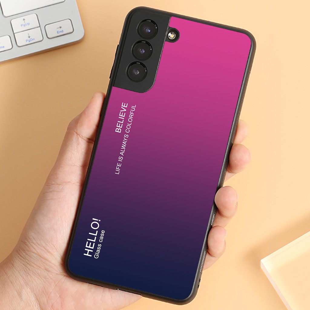 Ốp lưng kính cường lực Samsung Galaxy S21, S21 Plus - Gradient edition