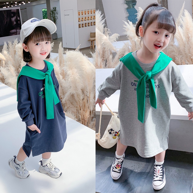 Đầm Công Chúa Giả Hai Mảnh Thời Trang Mùa Thu Hàn Quốc Cho Bé Gái