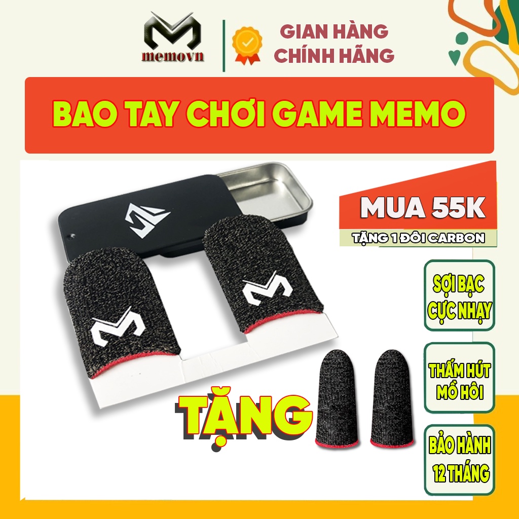 Bao tay chơi game ff Memo Shezi sợi bạc cao cấp 2 ngón chống mồ hôi tay tăng độ nhạy cảm ứng - MemoVN