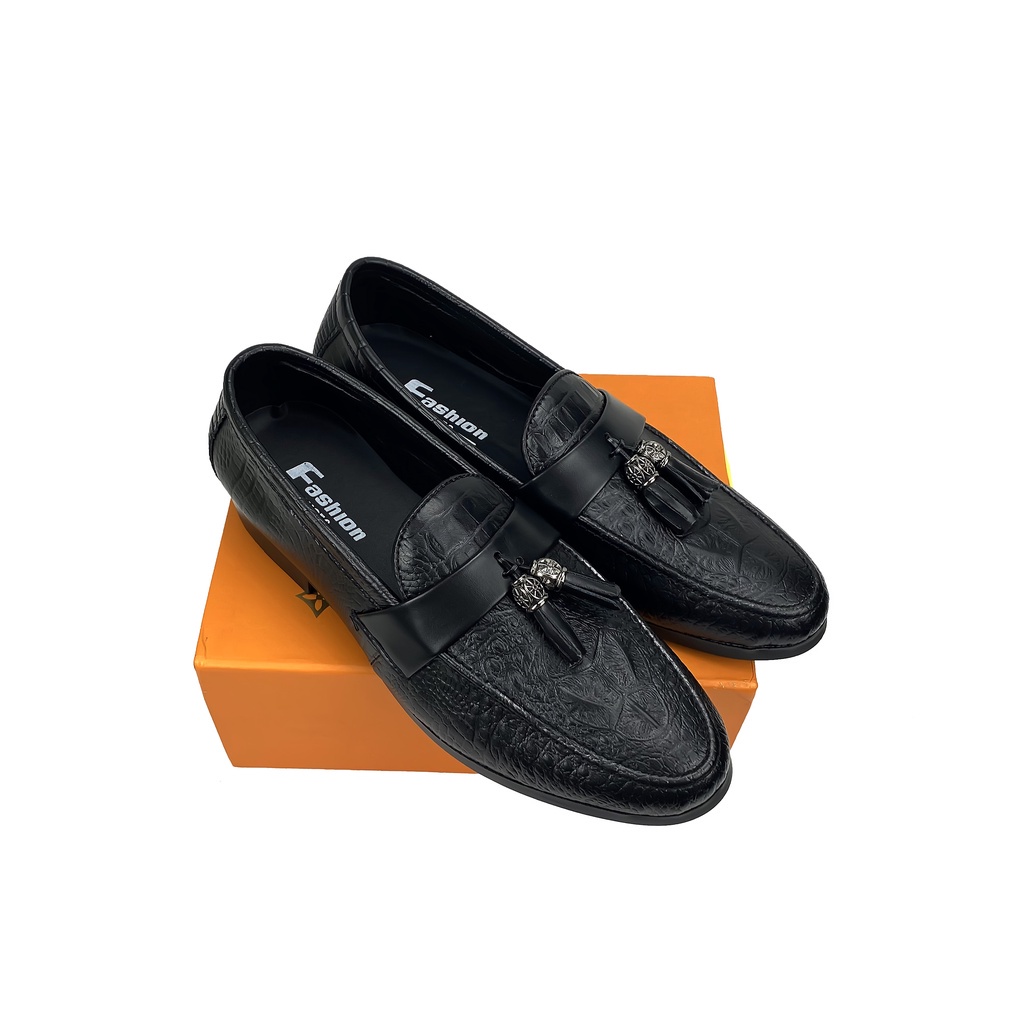 Giầy Lười Nam ⭐️ Penny loafer kết hợp chuông  thời trang , da dập vân ,đế cực êm chân