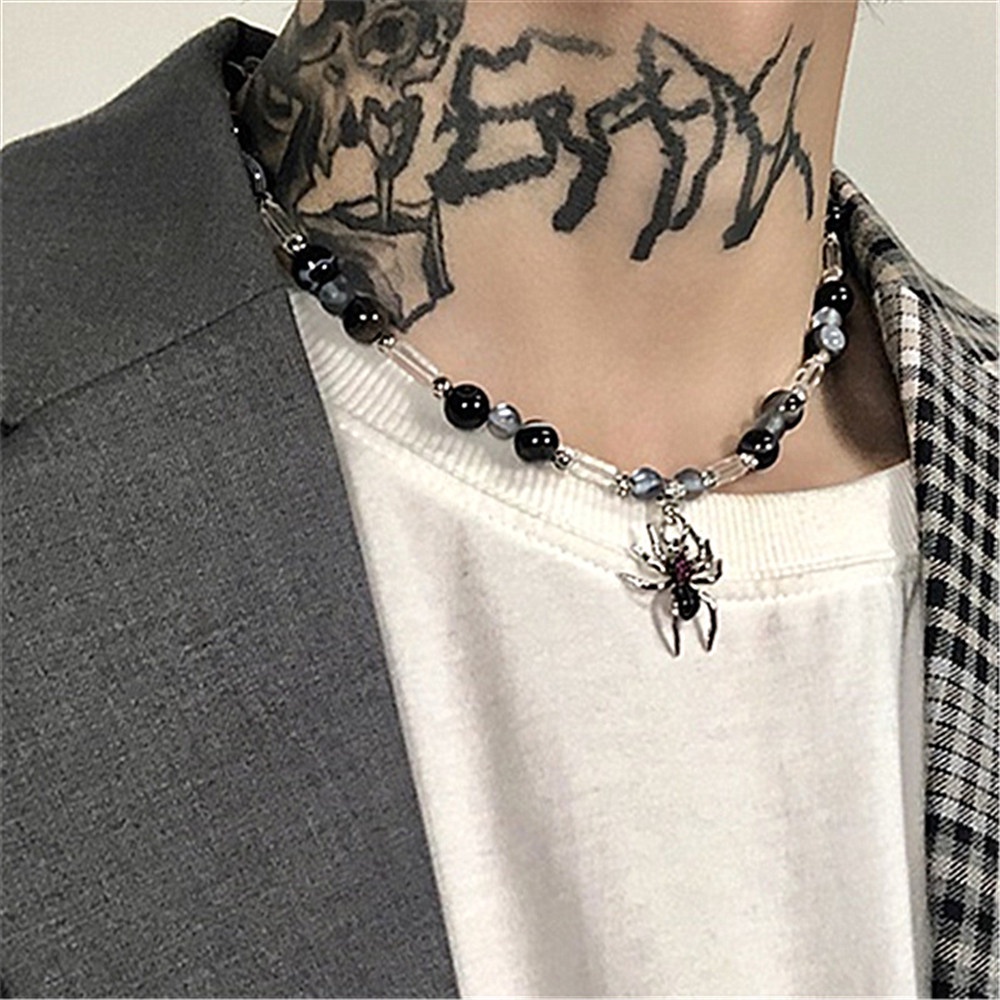 1 Vòng Cổ Chocker Mặt Nhện Đính Đá Cho Nam